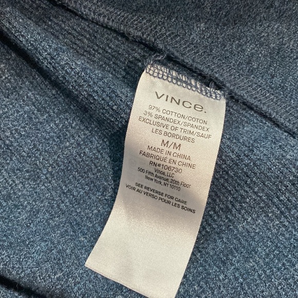 VINCE Slim Fit Waffle Knit Long Sleeve T-shirt In H Spruce Blue M - Picture 5 of 5